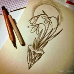 Фото тату цветок подснежника 19.04.22 №0067 - snowdrop flower tattoo tatufoto.com