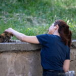 девушка возле моря гладит уличного кота30 - Уличная тату 22062022 №032 - tatufoto.com
