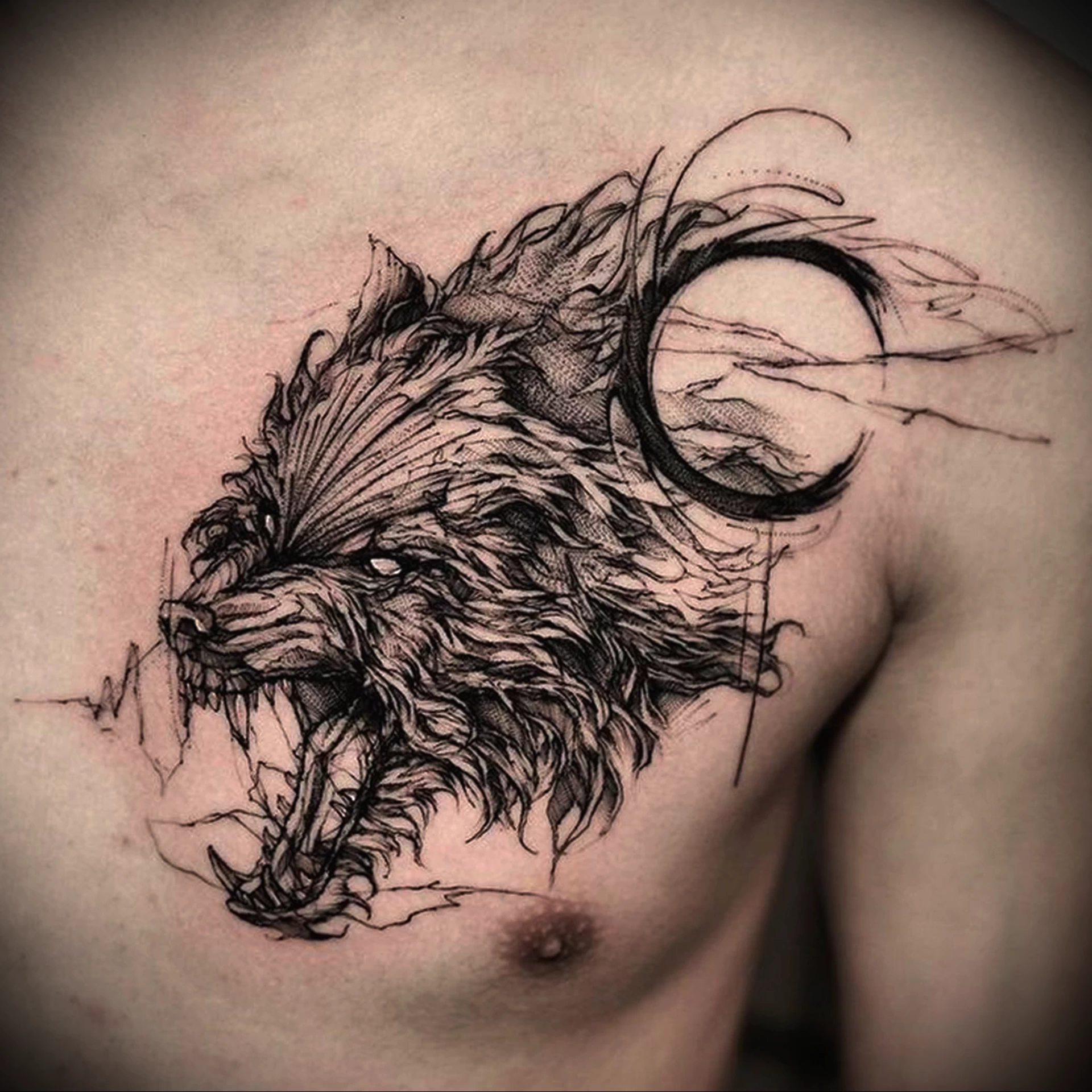 татуировка на груди у мужчин волк фото 85
