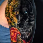 Фото пример татуировки с рисунком волка 24.01.23 №0057 - tatufoto.com