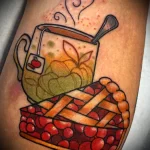 Фото пример татуировки с рисунком пирога 24.01.23 №0074 - tatufoto.com