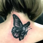 Фото тату бабочка на шее 23.01.23 №0007 - tatufoto.com