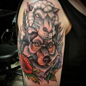 Фото тату волк в овечьей шкуре 25.01.23 №0005 - tatufoto.com