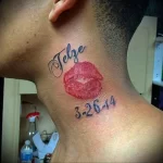 Фото тату поцелуй на шее 23.01.23 №0007 - tatufoto.com