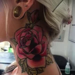 Фото тату роза на шее 23.01.23 №0018 - tatufoto.com