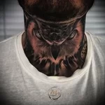 Фото тату сова на шее 23.01.23 №0005 - tatufoto.com