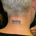Фото тату штрих код на шее 23.01.23 №0011 - tatufoto.com
