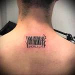 Фото тату штрих код на шее 23.01.23 №0022 - tatufoto.com