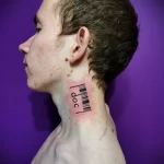Фото тату штрих код на шее 23.01.23 №0026 - tatufoto.com