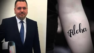 Фото татуировки надписи 'Aloha' на руке. Изящный шрифт, современный дизайн, популярные идеи для тату.