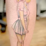 Рисунок татуировки медсестра блондинка в короткой юбке на каблуках - tatufoto.com 110223 - 049