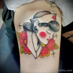Рисунок татуировки медсестра и красные щёки - tatufoto.com 110223 - 057
