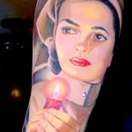 Рисунок татуировки медсестра с горящей свечой в руках - tatufoto.com 110223 - 059