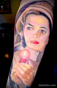 Рисунок татуировки медсестра с горящей свечой в руках - tatufoto.com 110223 - 059