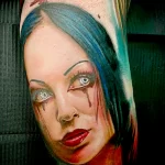 Рисунок татуировки портрет медсестры у которой идёт кровь из глаз - tatufoto.com 110223 - 075