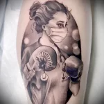 Рисунок татуировки с медсестрой у которой боксёрские перчатки на руках - tatufoto.com 110223 - 100