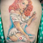 Рисунок татуировки с рыжеволосая девушка и в эротическом наряде медсестры - tatufoto.com 110223 - 108