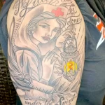 Рисунок татуировки шприц и медсестра с фонарём в руках и надписи - tatufoto.com 110223 - 125