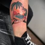 Тату надпись Aloha и пляжный пейзаж - tatufoto.com 04022023