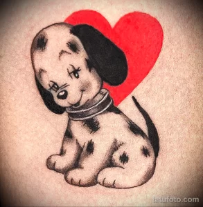 Татуировка красное сердце и щенок далматинца - tatufoto.com 10022023 - 066