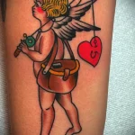 Татуировка с рисунком Амура у которого сердце поймалось на крючок удочки - tatufoto.com 10022023 - 124