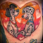 Татуировка с собаками из мультика 101 далматинец и сердечки - tatufoto.com 10022023 - 139
