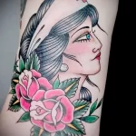 вариант рисунка татуировки в стиле олдскул с розами и медсестрой - tatufoto.com 110223 - 008
