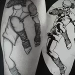 пример татуировки внизу ноги с черепом и бойцом муай тай - tatufoto.com 05022023