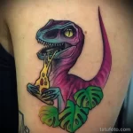 рисунок татуировки динозавр ест пиццу - tatufoto.com 08022023 - 024