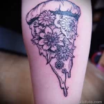 рисунок татуировки кусочек пиццы с начинкой из цветов - tatufoto.com 08022023 - 033