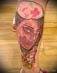 рисунок татуировки медсестра Зомби внизу ноги - tatufoto.com 110223 - 056
