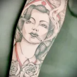 рисунок татуировки медсестра с дымящейся сигаретой в зубах - tatufoto.com 110223 - 060