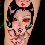рисунок татуировки медсестра с красными глазами вампира - tatufoto.com 110223 - 063