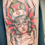 рисунок татуировки с медсестрой пауком в паутине - tatufoto.com 110223 - 099