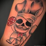 рисунок татуировки скелет пиццеол с готовой пиццей в руках - tatufoto.com 08022023 - 064