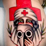 татуировка Красный Крест медсестра и маска чумного доктора - tatufoto.com 110223 - 142