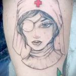 татуировка портрет медсестры с повязкой на правом глазу - tatufoto.com 110223 - 163