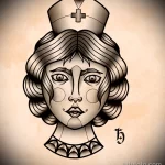 чёрно-белый вариант эскизы для татуировки с рисунком медсестры - tatufoto.com 110223 - 201