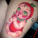 большой цветной рисунок татуировки с куклой на левой ноге - tatufoto.com 180323 - 002