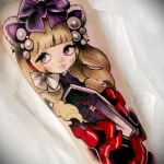 красивый цветной рисунок татуировки с куклой и гробиком - tatufoto.com 180323 - 007
