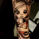 крутой рисунок татуировки с куклой у которой чёрные стеклянные глаза - tatufoto.com 180323 - 009