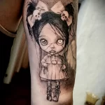 рисунок татуировки Девочка кукла с бантиками из черепков - tatufoto.com 180323 - 021