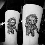рисунок татуировки Кукла Чаки с ножом внизу ноги - tatufoto.com 180323 - 046