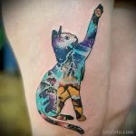 рисунок татуировки кошка и космос