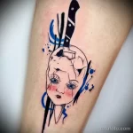 рисунок татуировки кукла с ножом в голове - tatufoto.com 180323 - 042