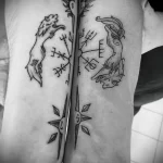 татуировка с волками и скандинавскими рунами на руке парные варианты татуировки - tatufoto.com 080323 - 069