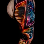 цветная татуировка на руке космос и буква Z