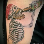 рисунок татуировки моряк скелет с бородой пьёт пиво - tatufoto.com 200423 - 034