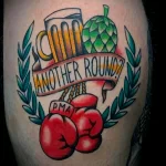 рисунок татуировки с пивом и боксерскими перчатками а также надпись следующий раунд - tatufoto.com 200423 - 065
