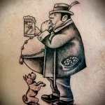 рисунок татуировки с толстым мужчиной который пьёт бокал пива - tatufoto.com 200423 - 069